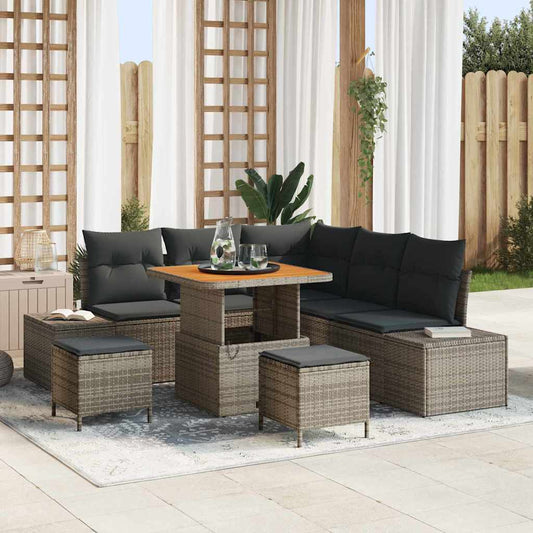 vidaXL Σετ Καναπέ Κήπου με μαξιλάρι 8 pcs Γκρι συνθετικό ρατάν
