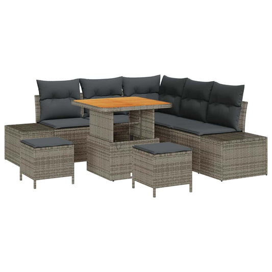 vidaXL Σετ Καναπέ Κήπου με μαξιλάρι 8 pcs Γκρι συνθετικό ρατάν