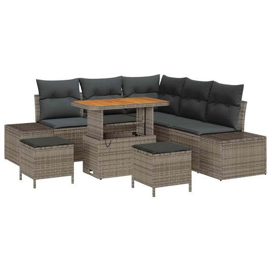 vidaXL Σετ Καναπέ Κήπου με μαξιλάρι 8 pcs Γκρι συνθετικό ρατάν