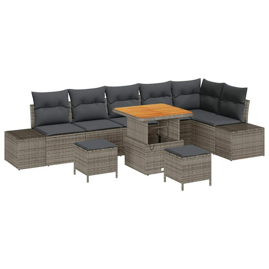 vidaXL Σετ Καναπέ Κήπου με μαξιλάρι 9 pcs Γκρι συνθετικό ρατάν