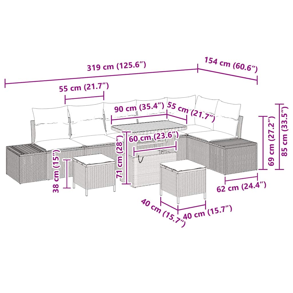 vidaXL Σετ 9 Τεμαχίων Σαλονιού Κήπου με Μαξιλάρια Μαύρο Πολυ Ρατάν Ακακία, vidaXL Σαλονάκι Κήπου 2 Θέσεων με Μαξιλάρια Μαύρο Πολυ Ρατάν, vidaXL Σετ 3 Τεμαχίων Γευμάτων Κήπου με Μαξιλάρια Μαύρο Πολυ Ρατάν Ακακία