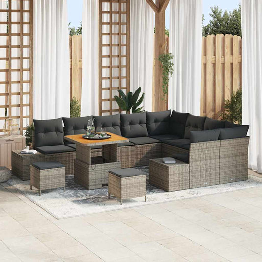 vidaXL Σετ Καναπέ Κήπου με μαξιλάρι 12 pcs Γκρι συνθετικό ρατάν