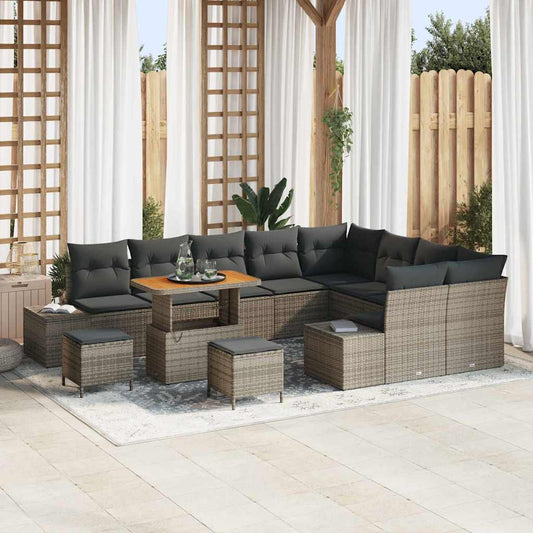 vidaXL Σετ Καναπέ Κήπου με μαξιλάρι 12 pcs Γκρι συνθετικό ρατάν
