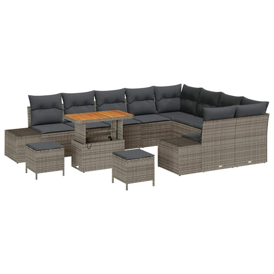 vidaXL Σετ Καναπέ Κήπου με μαξιλάρι 12 pcs Γκρι συνθετικό ρατάν