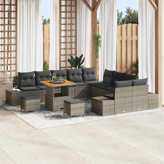 vidaXL Σετ Καναπέ Κήπου με μαξιλάρι 13 pcs Γκρι συνθετικό ρατάν