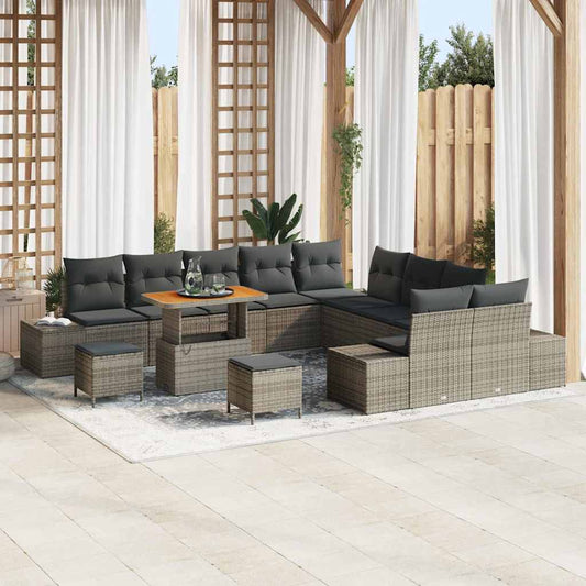 vidaXL Σετ Καναπέ Κήπου με μαξιλάρι 13 pcs Γκρι συνθετικό ρατάν