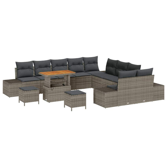 vidaXL Σετ Καναπέ Κήπου με μαξιλάρι 13 pcs Γκρι συνθετικό ρατάν