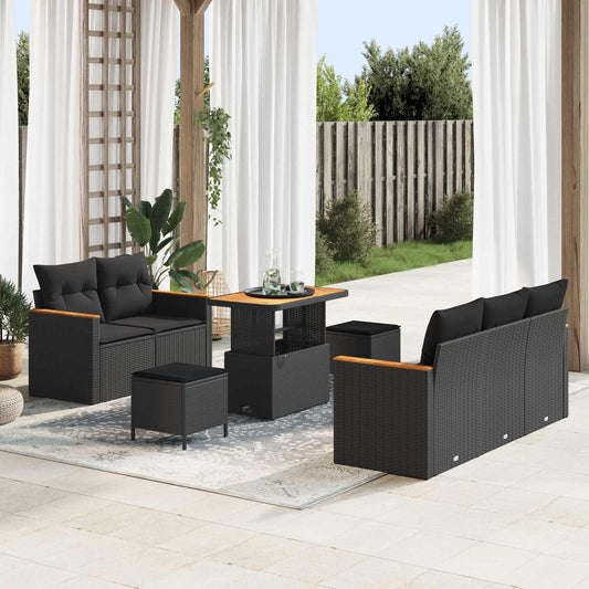 vidaXL Σετ Καναπέ Κήπου 8 pcs Μαύρο συνθετικό ρατάν