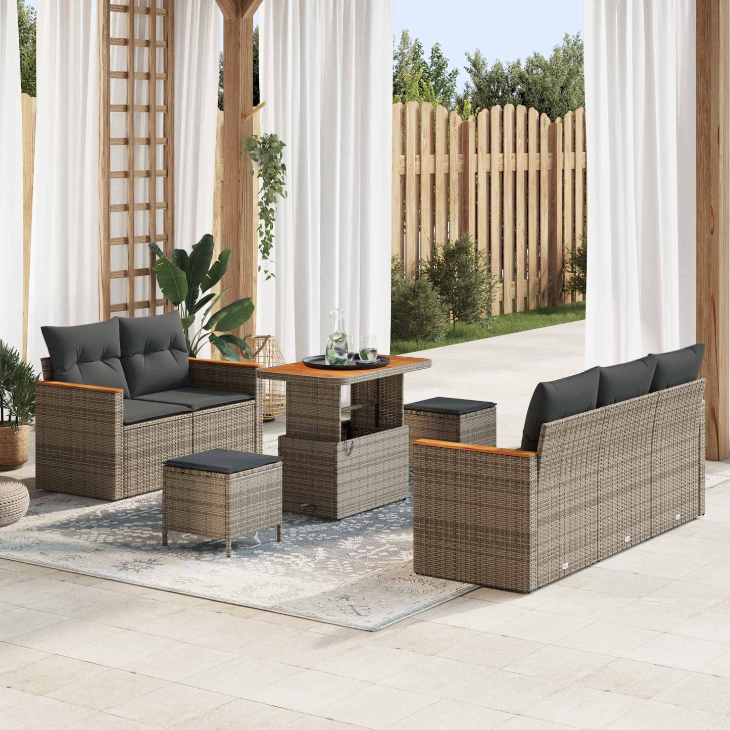 vidaXL Σετ Καναπέ Κήπου 8 pcs Γκρι συνθετικό ρατάν