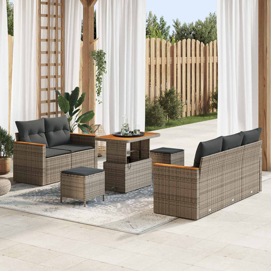vidaXL Σετ Καναπέ Κήπου 8 pcs Γκρι συνθετικό ρατάν