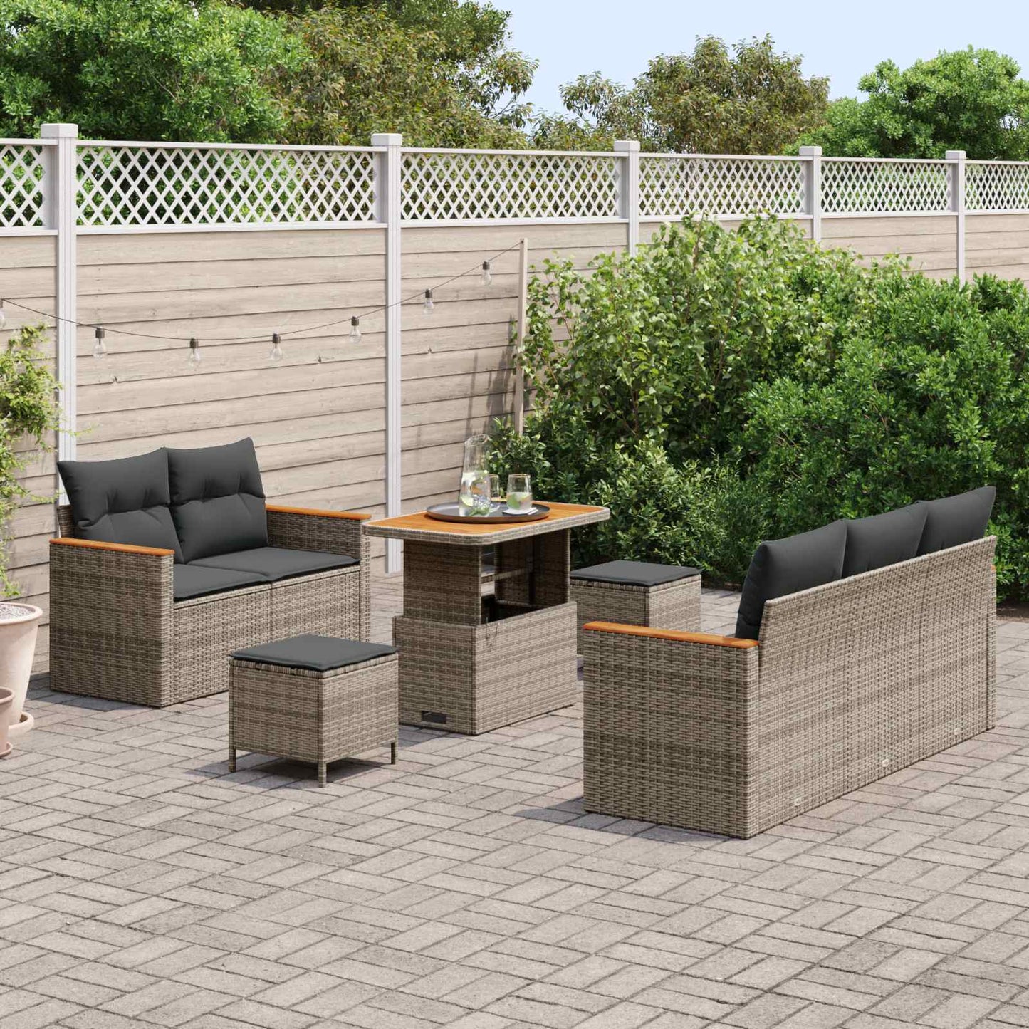 vidaXL Σετ Καναπέ Κήπου 8 pcs Γκρι συνθετικό ρατάν