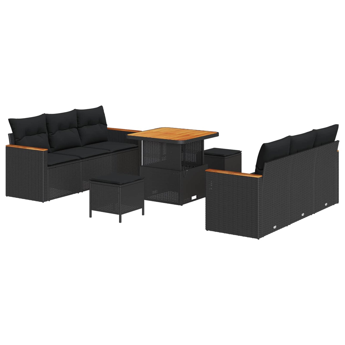 vidaXL Σετ Καναπέ Κήπου 9 pcs Μαύρο συνθετικό ρατάν