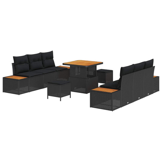 vidaXL Σετ Καναπέ Κήπου 9 pcs Μαύρο συνθετικό ρατάν