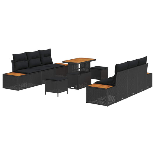 vidaXL Σετ Καναπέ Κήπου 9 pcs Μαύρο συνθετικό ρατάν