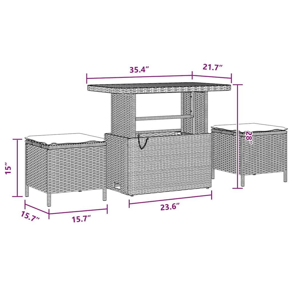 vidaXL Σετ Σαπούνι Κήπου 9 Τεμαχίων με Μαξιλάρια Μαύρο Πολυ Ρατάν Ακακία, vidaXL Σετ Εξωτερικής Τραπεζαρίας 3 Τεμαχίων με Μαξιλάρια Μαύρο Πολυ Ρατάν Ακακία