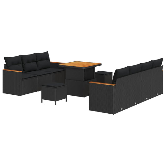 vidaXL Σετ Καναπέ Κήπου 10 pcs Μαύρο συνθετικό ρατάν
