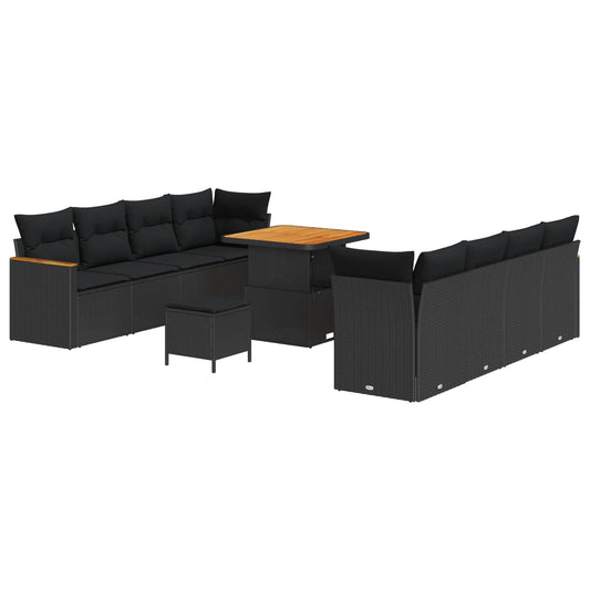 vidaXL Σετ Καναπέ Κήπου 11 pcs Μαύρο συνθετικό ρατάν