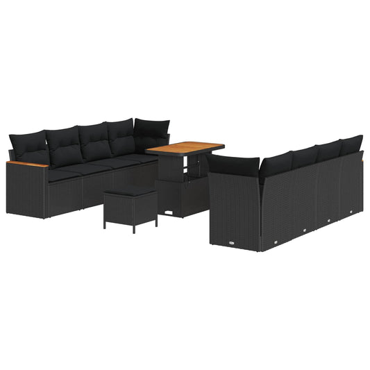 vidaXL Σετ Καναπέ Κήπου 11 pcs Μαύρο συνθετικό ρατάν