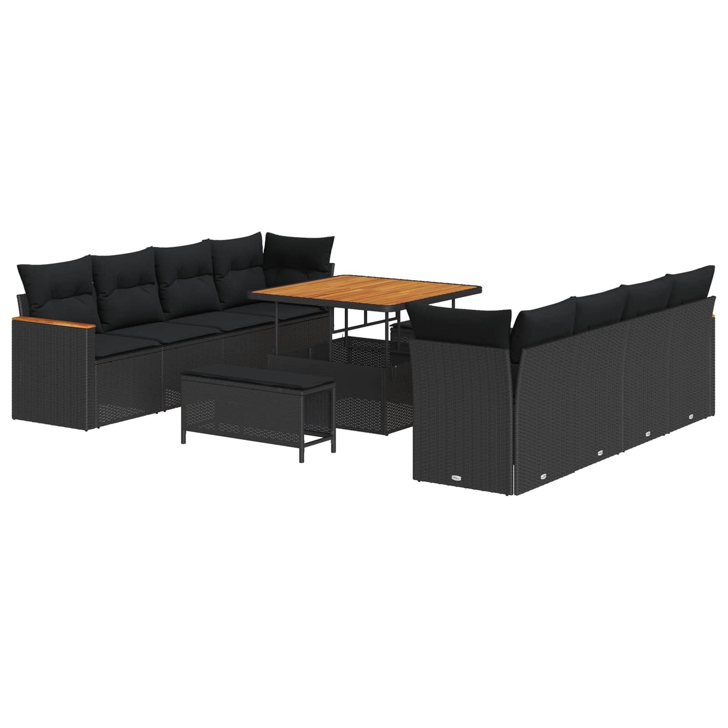 vidaXL Σετ Καναπέ Κήπου 11 pcs Μαύρο συνθετικό ρατάν