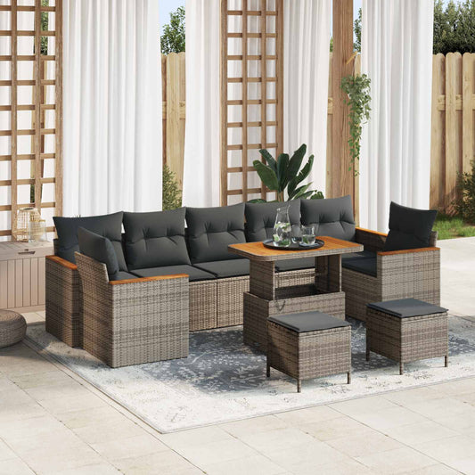 vidaXL Σετ Καναπέ Κήπου 10 pcs Γκρι συνθετικό ρατάν