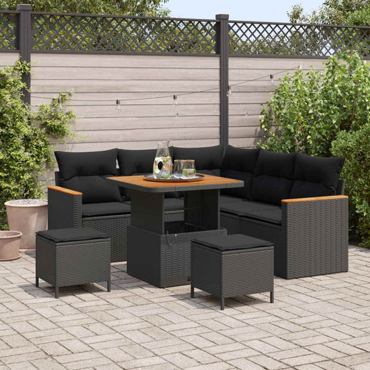 vidaXL Σετ Καναπέ Κήπου 8 pcs Μαύρο συνθετικό ρατάν
