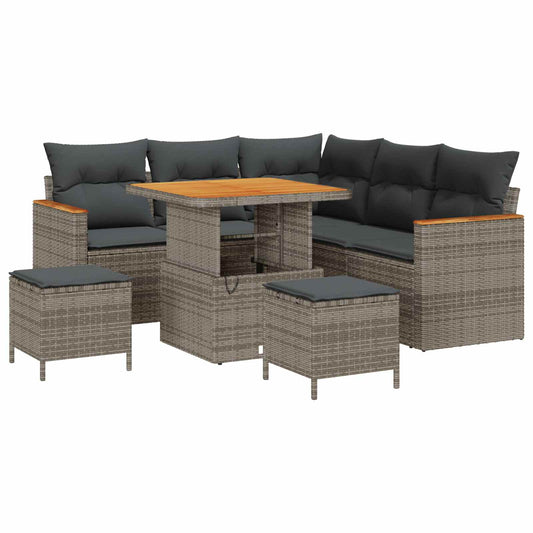 vidaXL Σετ Καναπέ Κήπου 8 pcs Γκρι συνθετικό ρατάν