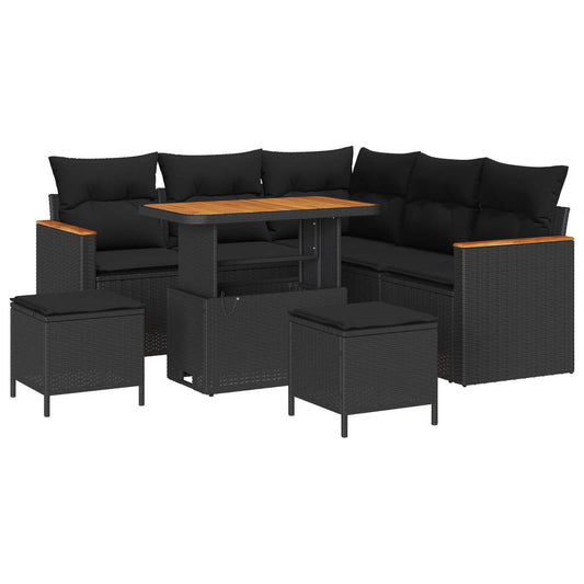 vidaXL Σετ Καναπέ Κήπου 8 pcs Μαύρο συνθετικό ρατάν