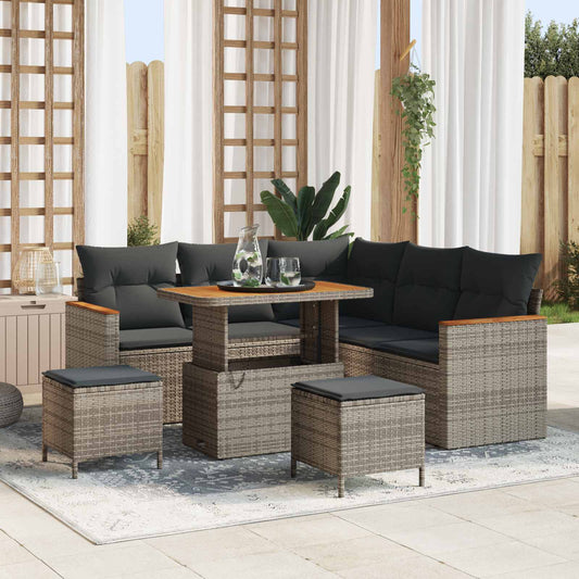 vidaXL Σετ Καναπέ Κήπου 8 pcs Γκρι συνθετικό ρατάν