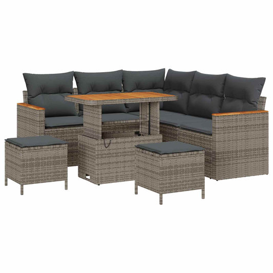 vidaXL Σετ Καναπέ Κήπου 8 pcs Γκρι συνθετικό ρατάν
