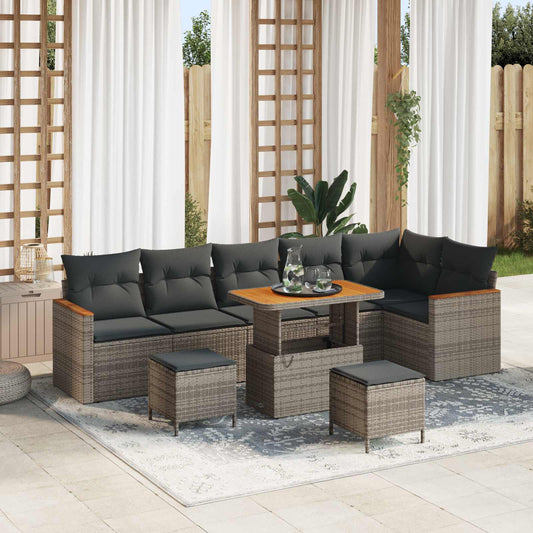 vidaXL Σετ Καναπέ Κήπου 9 pcs Γκρι συνθετικό ρατάν
