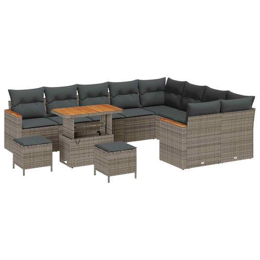 vidaXL Σετ Καναπέ Κήπου 12 pcs Γκρι συνθετικό ρατάν