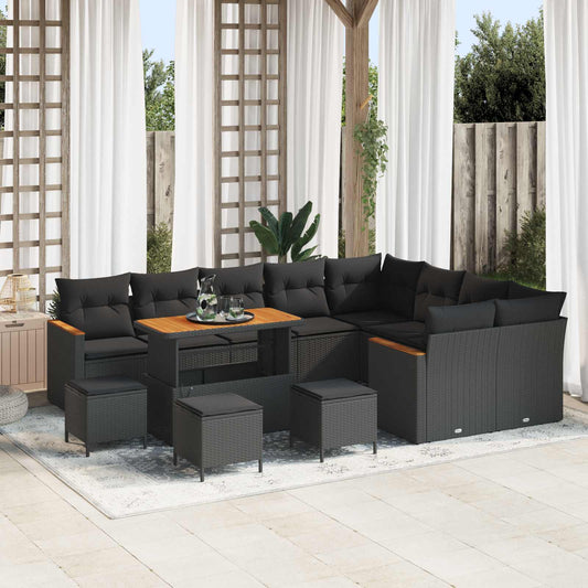 vidaXL Σετ Καναπέ Κήπου 13 pcs Μαύρο συνθετικό ρατάν
