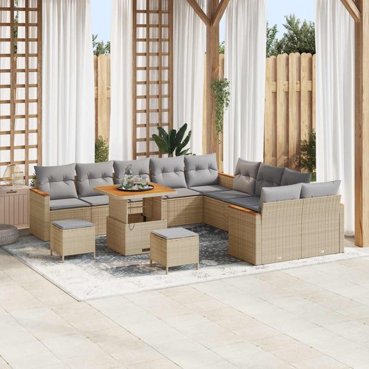 vidaXL Σετ Καναπέ Κήπου 13 pcs Μπεζ συνθετικό ρατάν