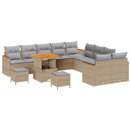 vidaXL Σετ Καναπέ Κήπου 13 pcs Μπεζ συνθετικό ρατάν
