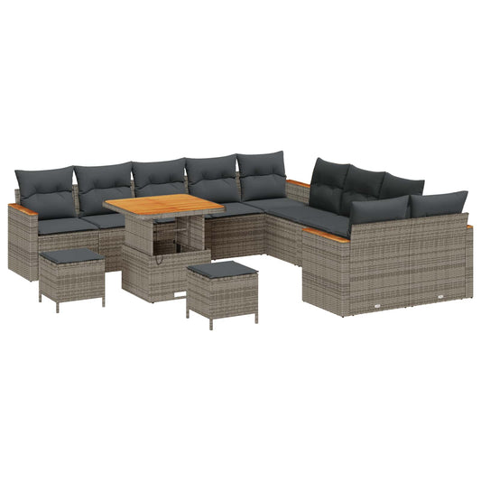 vidaXL Σετ Καναπέ Κήπου 13 pcs Γκρι συνθετικό ρατάν