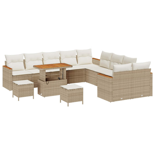 vidaXL Σετ Καναπέ Κήπου 13 pcs Μπεζ συνθετικό ρατάν