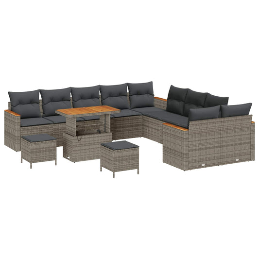 vidaXL Σετ Καναπέ Κήπου 13 pcs Γκρι συνθετικό ρατάν
