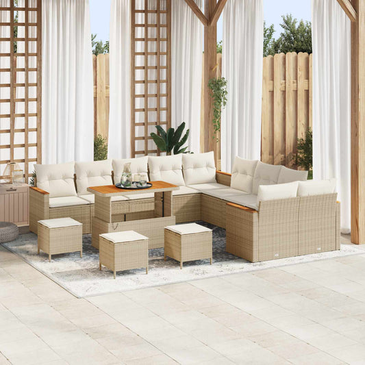 vidaXL Σετ Καναπέ Κήπου 14 pcs Μπεζ συνθετικό ρατάν
