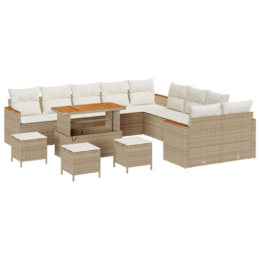 vidaXL Σετ Καναπέ Κήπου 14 pcs Μπεζ συνθετικό ρατάν