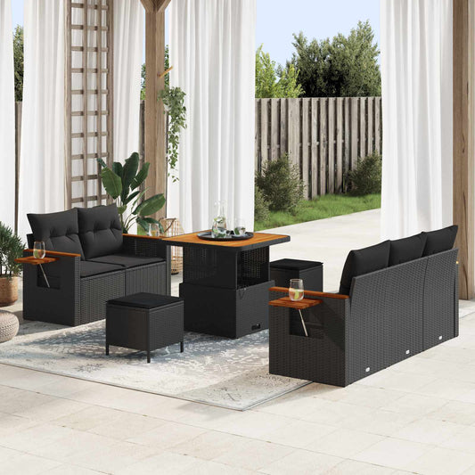 vidaXL Σετ Καναπέ Κήπου 8 pcs Μαύρο συνθετικό ρατάν