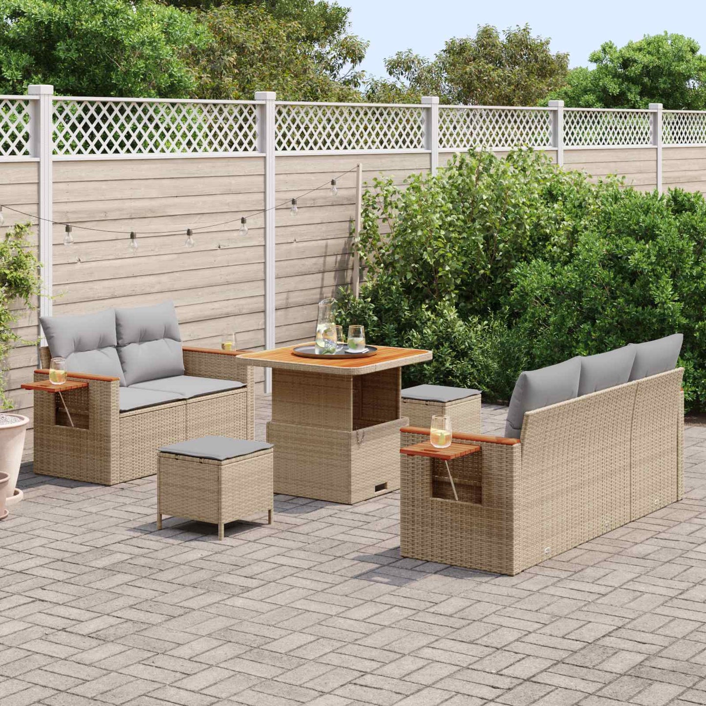 vidaXL Σετ Καναπέ Κήπου 8 pcs Μπεζ συνθετικό ρατάν