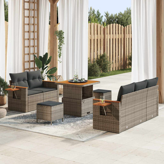 vidaXL Σετ Καναπέ Κήπου 8 pcs Γκρι συνθετικό ρατάν