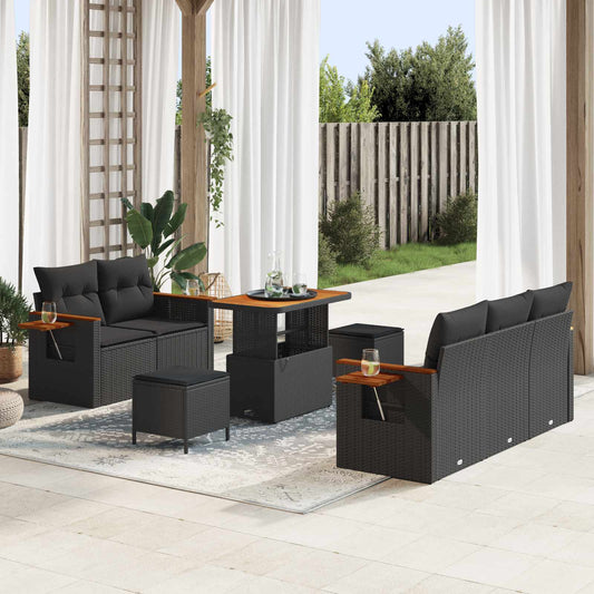 vidaXL Σετ Καναπέ Κήπου 8 pcs Μαύρο συνθετικό ρατάν