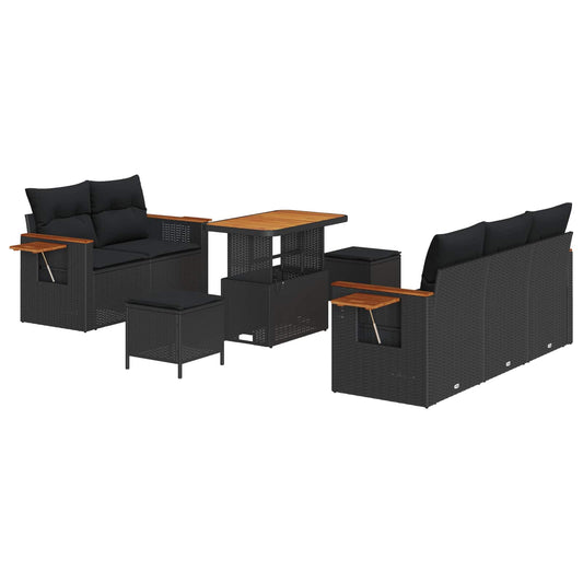 vidaXL Σετ Καναπέ Κήπου 8 pcs Μαύρο συνθετικό ρατάν
