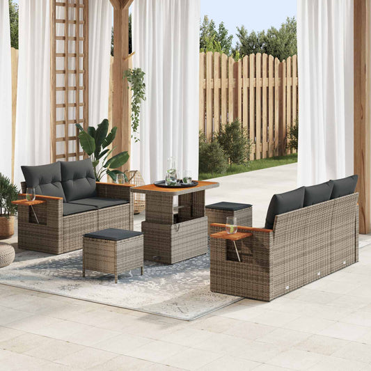 vidaXL Σετ Καναπέ Κήπου 8 pcs Γκρι συνθετικό ρατάν
