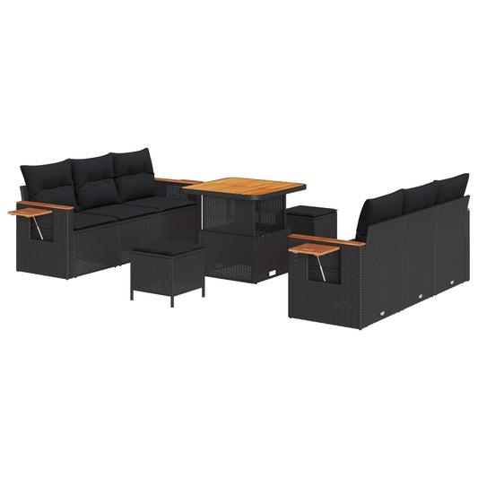 vidaXL Σετ Καναπέ Κήπου 9 pcs Μαύρο συνθετικό ρατάν