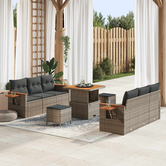 vidaXL Σετ Καναπέ Κήπου 9 pcs Γκρι συνθετικό ρατάν