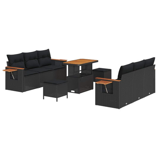 vidaXL Σετ Καναπέ Κήπου 9 pcs Μαύρο συνθετικό ρατάν