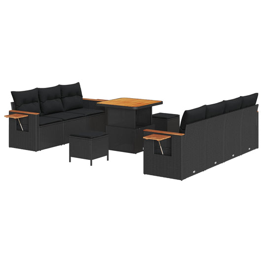 vidaXL Σετ Καναπέ Κήπου 10 pcs Μαύρο συνθετικό ρατάν
