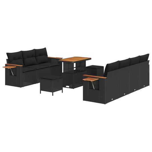 vidaXL Σετ Καναπέ Κήπου 10 pcs Μαύρο συνθετικό ρατάν